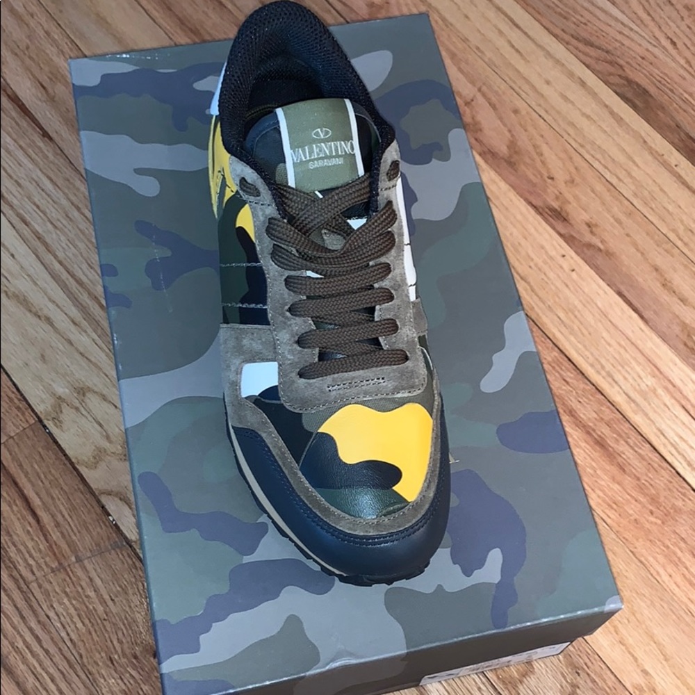Valentino Camouflage Sneakers - Yellow, Black, Green